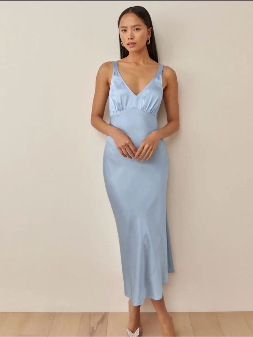 Reformation Daytona Silk Dress in Horizon - Size S